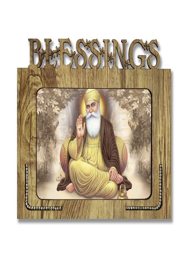 pnf Poster And Frames Guru Nanak & Dus Guru Wooden Photo Frame With Acrylic Sheet | For Living, Pooja Room | Home Decoration Item | Best Gifting Option (9x7.75inch, Multicolor, MDF) 13453 - Image 1